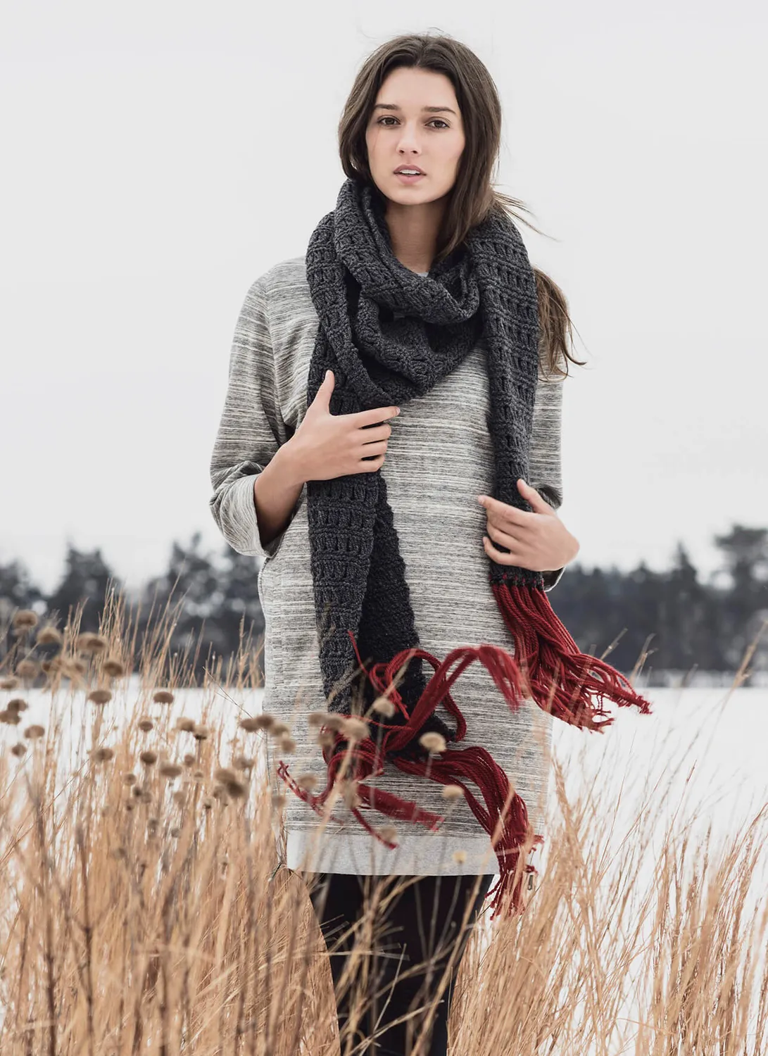 Blue Sky Fibers Classic Series Silver Bay Scarf Anleitung Fransen