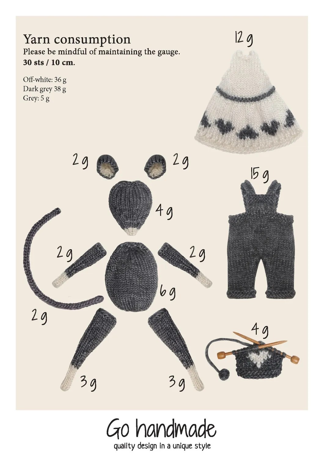Go Handmade Anna & Peter Häkelkit 21cm Offwhite