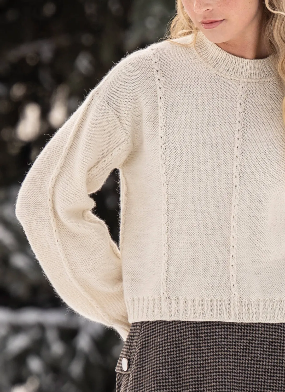 Blue Sky Fibers Telakka Sweater Strickanleitung Zopf Oversize