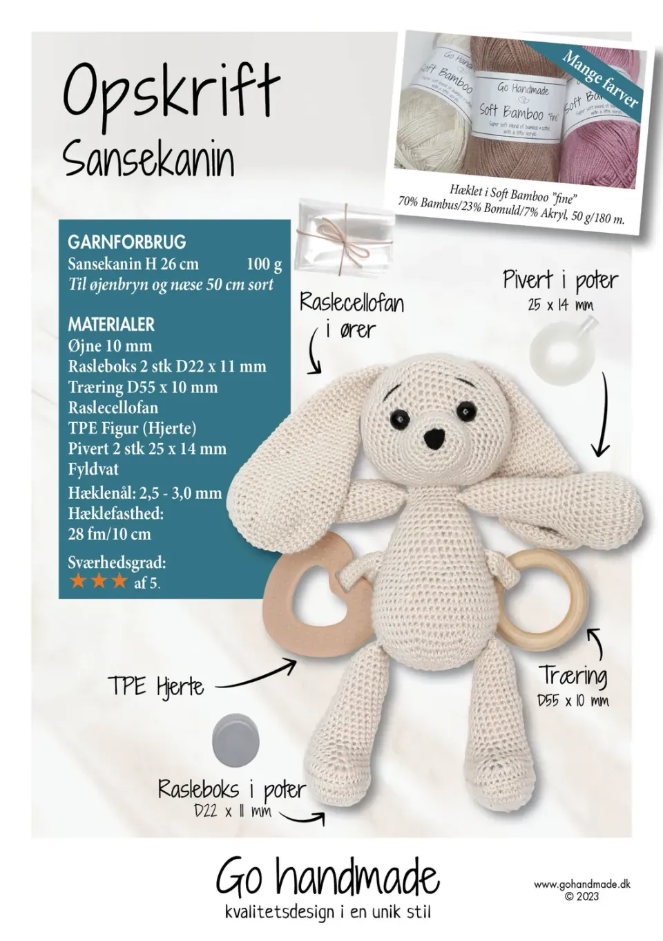 Go Handmade Sensorik-Hase Häkelset 26 cm
