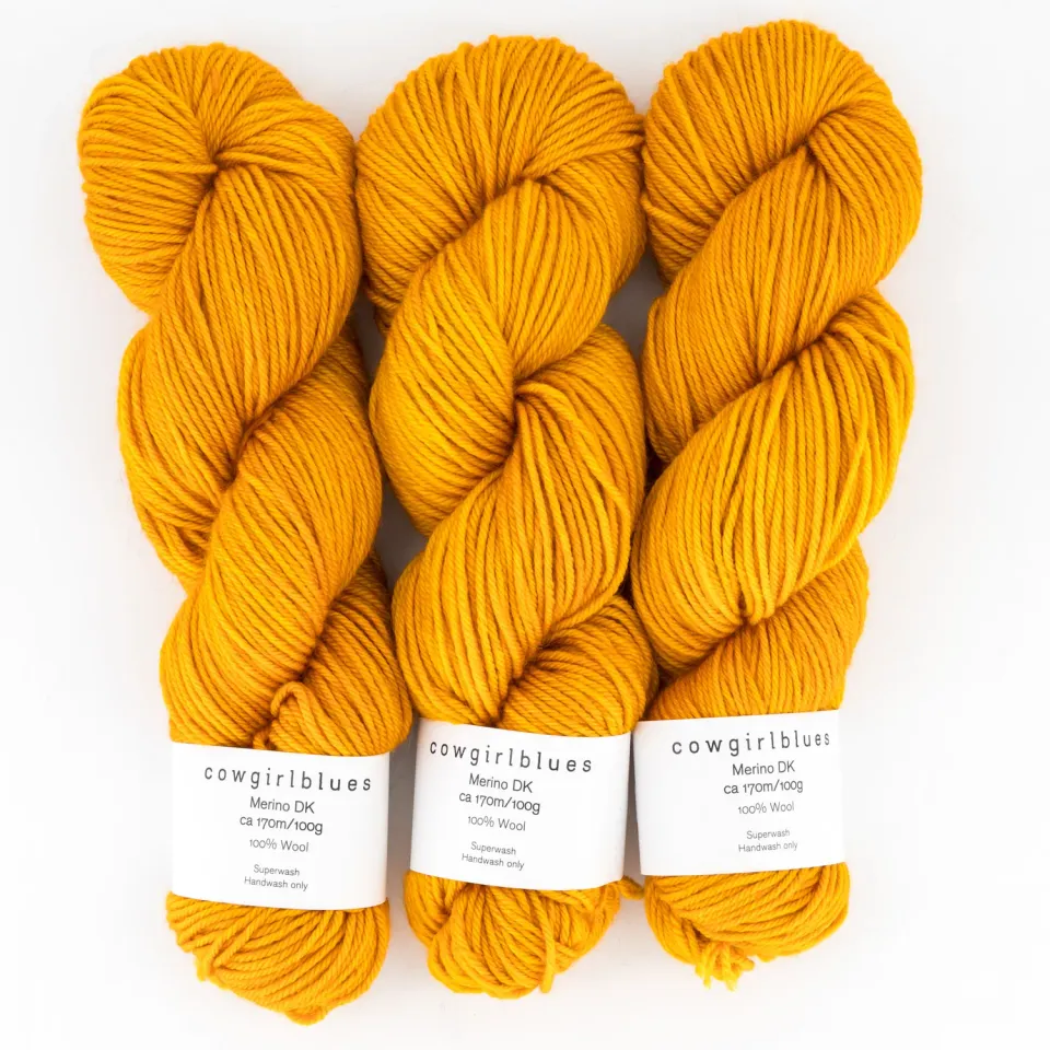Cowgirlblues Merino DK Saffron Wolle gelb Uni