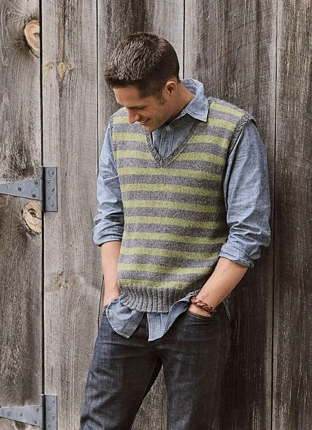 Blue Sky Fibers Men’s Striped Vest MSV Strickanleitung Herren