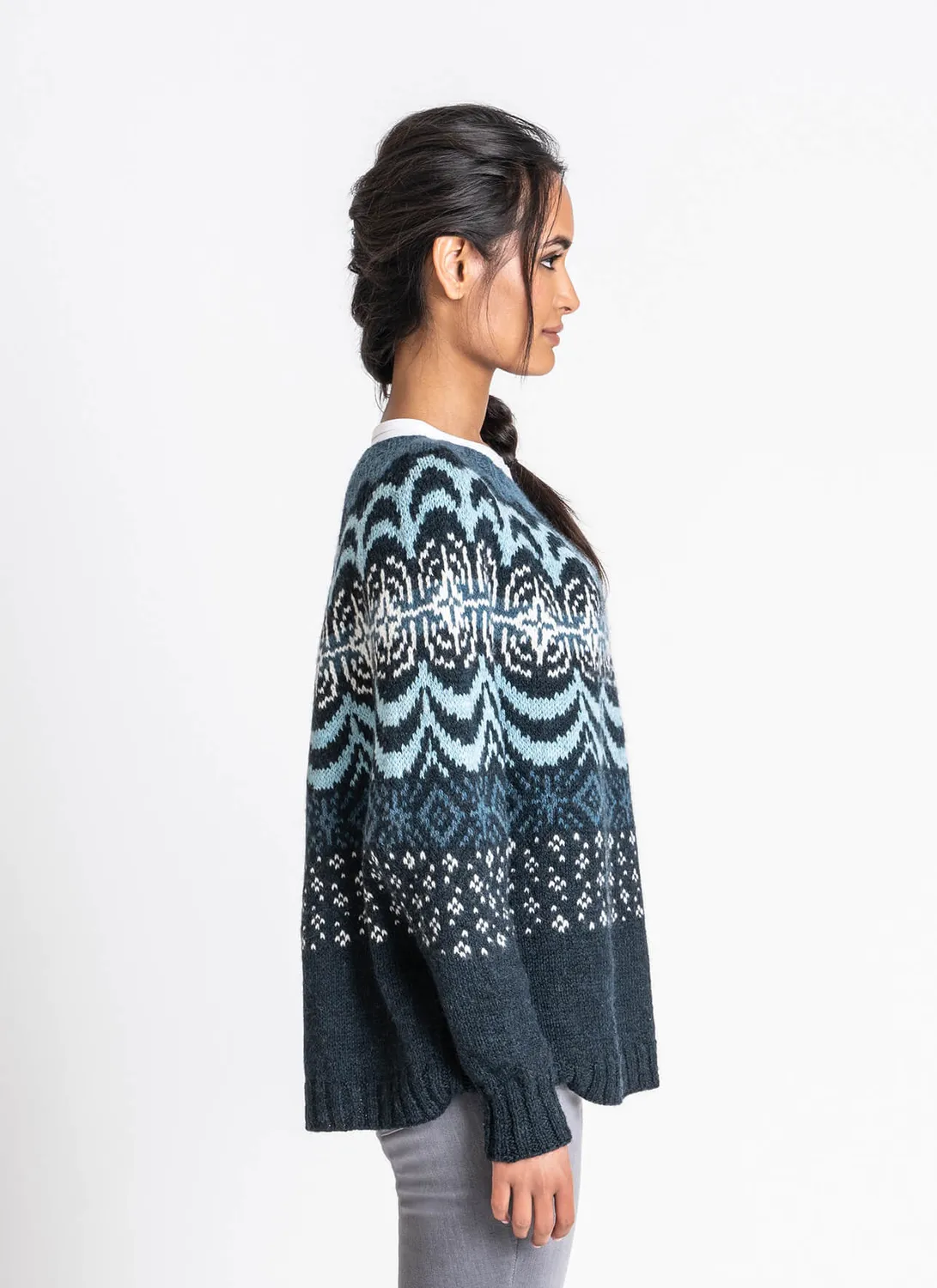 Blue Sky Fibers Supernovae Swoncho Poncho Strickanleitung