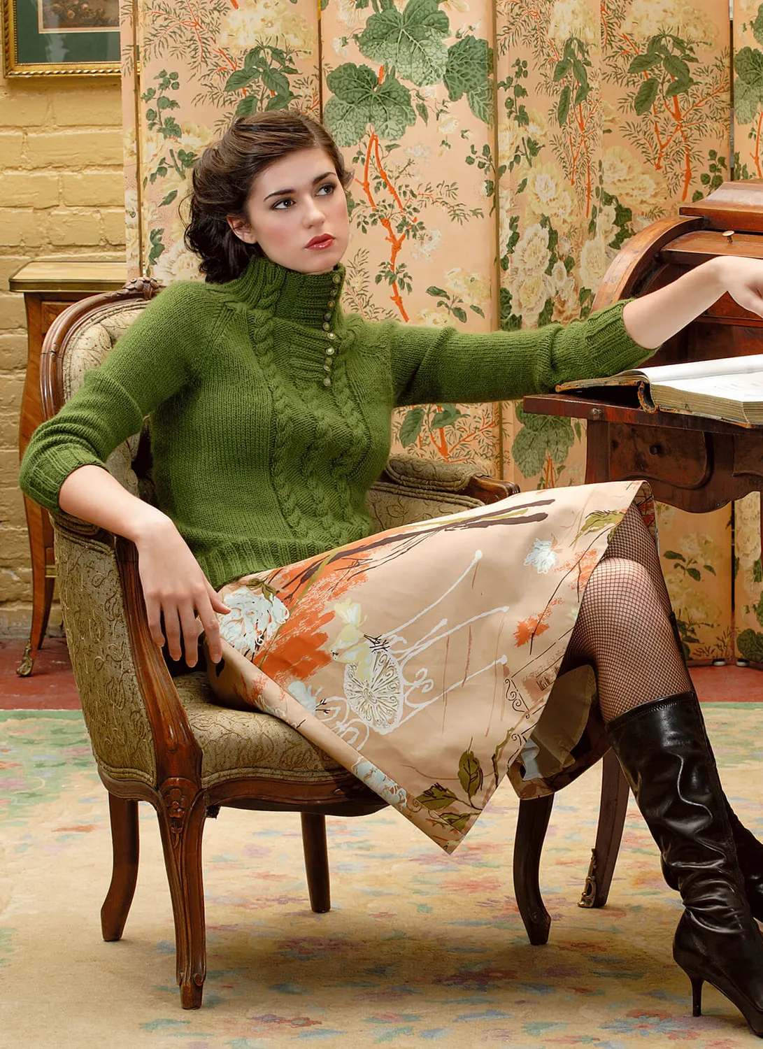 Blue Sky Fibers High Neck Cable Strickanleitung Pullover Zopf