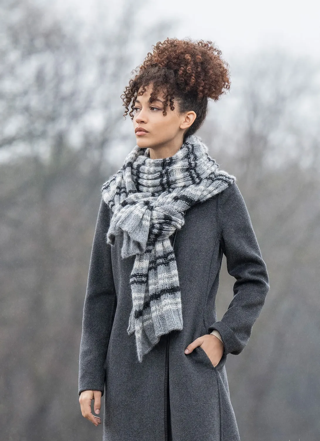 Blue Sky Fibers Lynx Wrap Tuch Strickanleitung Streifen