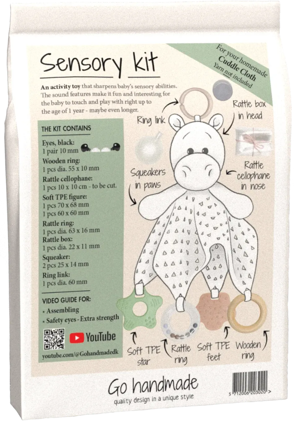 Go Handmade Sensory Kit Cuddle Cloth Schmusetuch-Set Rassel
