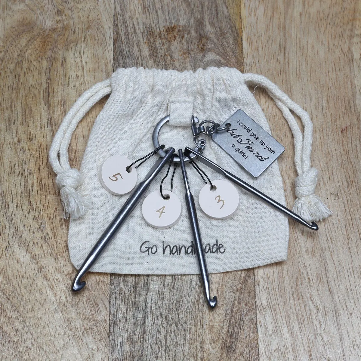 Go Handmade Keyring Häkelnadel-Set 3+3 mit Tasche