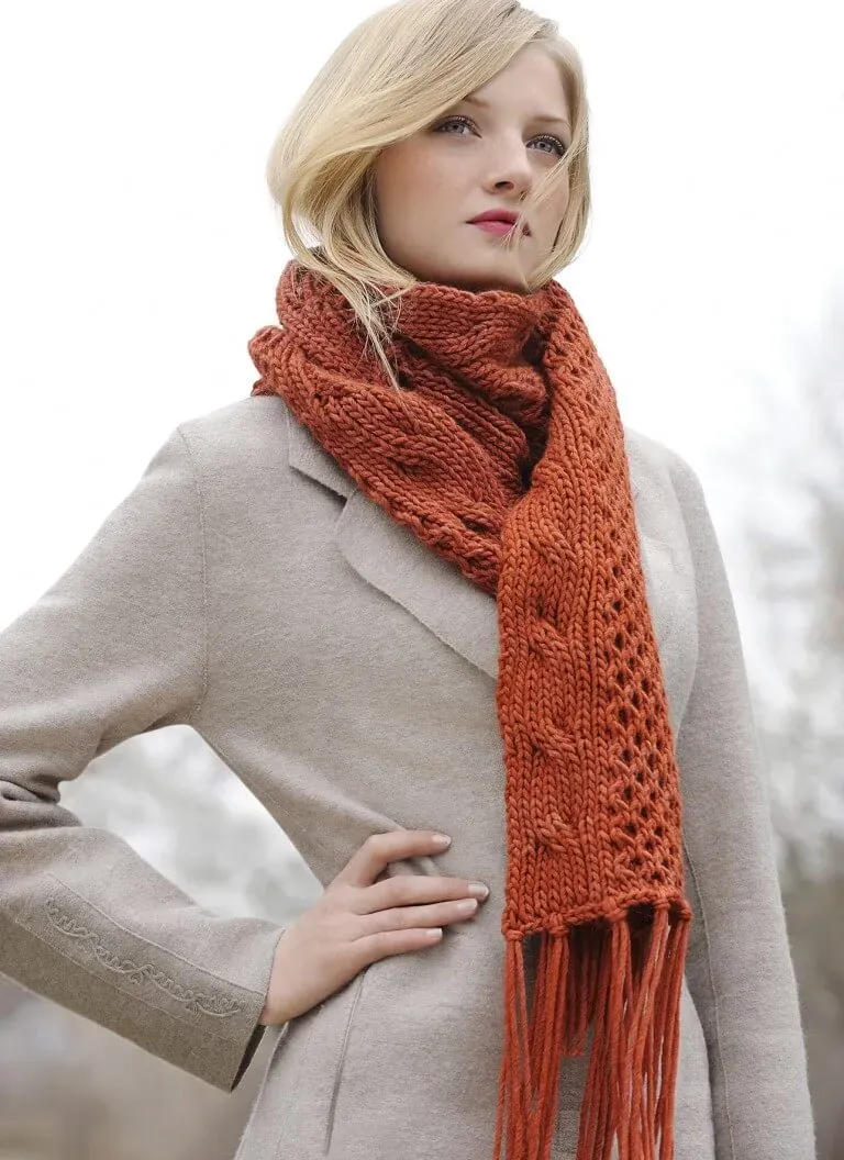 Blue Sky Fibers Classic Series Peruvian Cabled Scarf Strickanleitung Zopf
