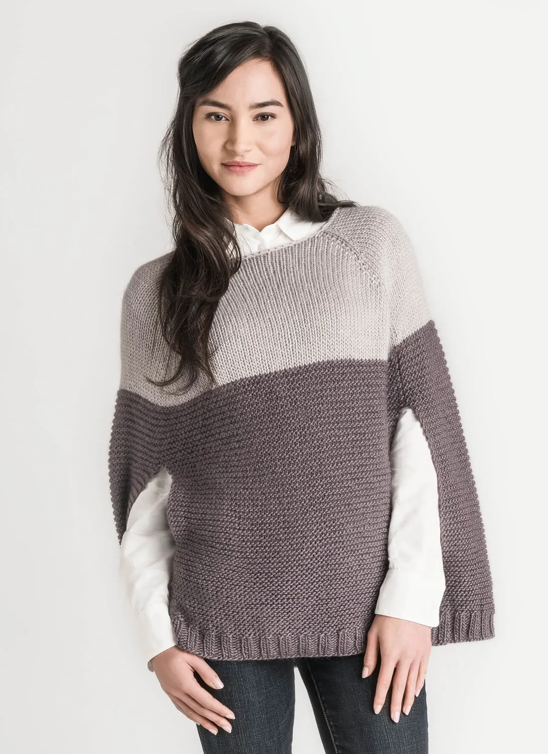 Blue Sky Fibers Classic Carver Capelet Strickanleitung Colorblock