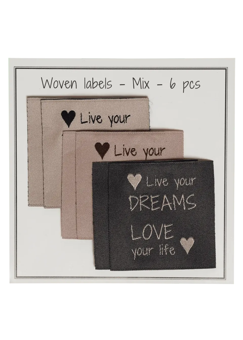 Go Handmade Live your dreams Weblabel 40 mm 6 Stück Mix