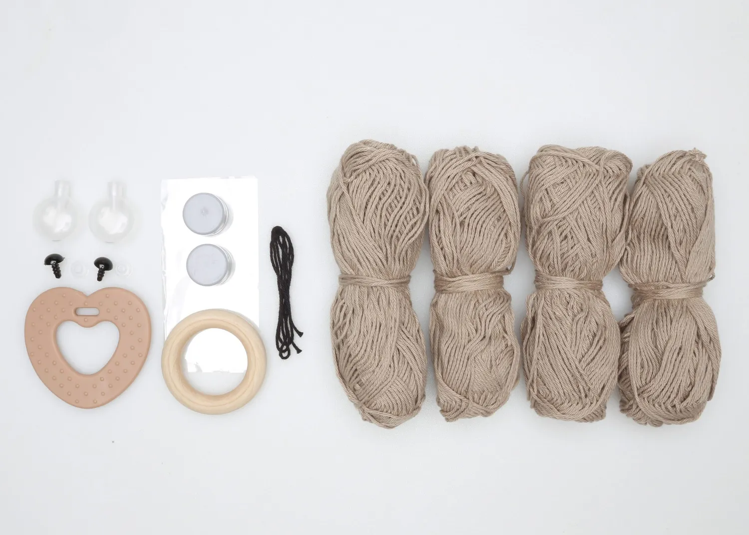 Go Handmade Sanse Teddy Häkelkit beige Rassel