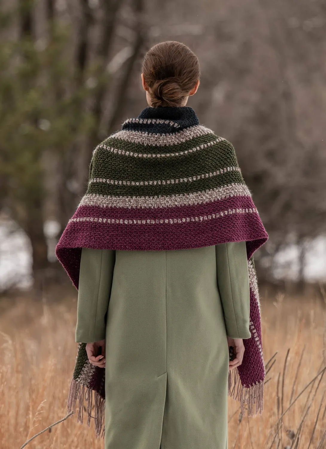 Blue Sky Fibers Alta Lakes Wrap Häkelanleitung gestreift