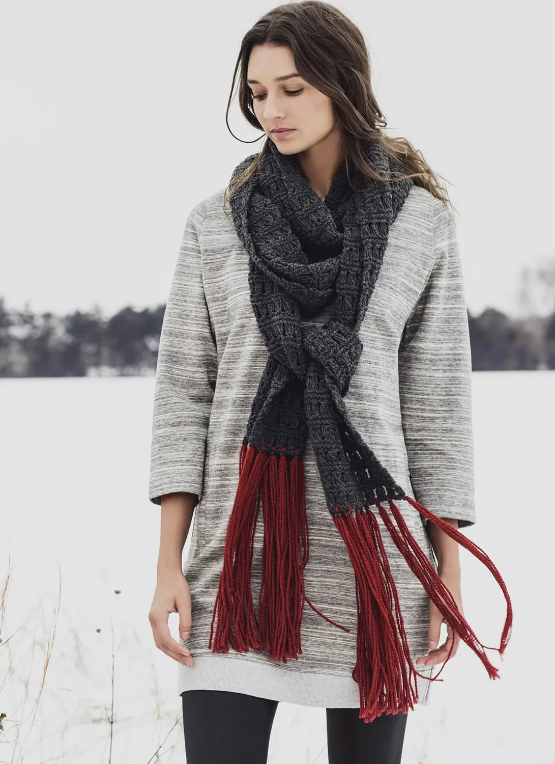 Blue Sky Fibers Classic Series Silver Bay Scarf Anleitung Fransen