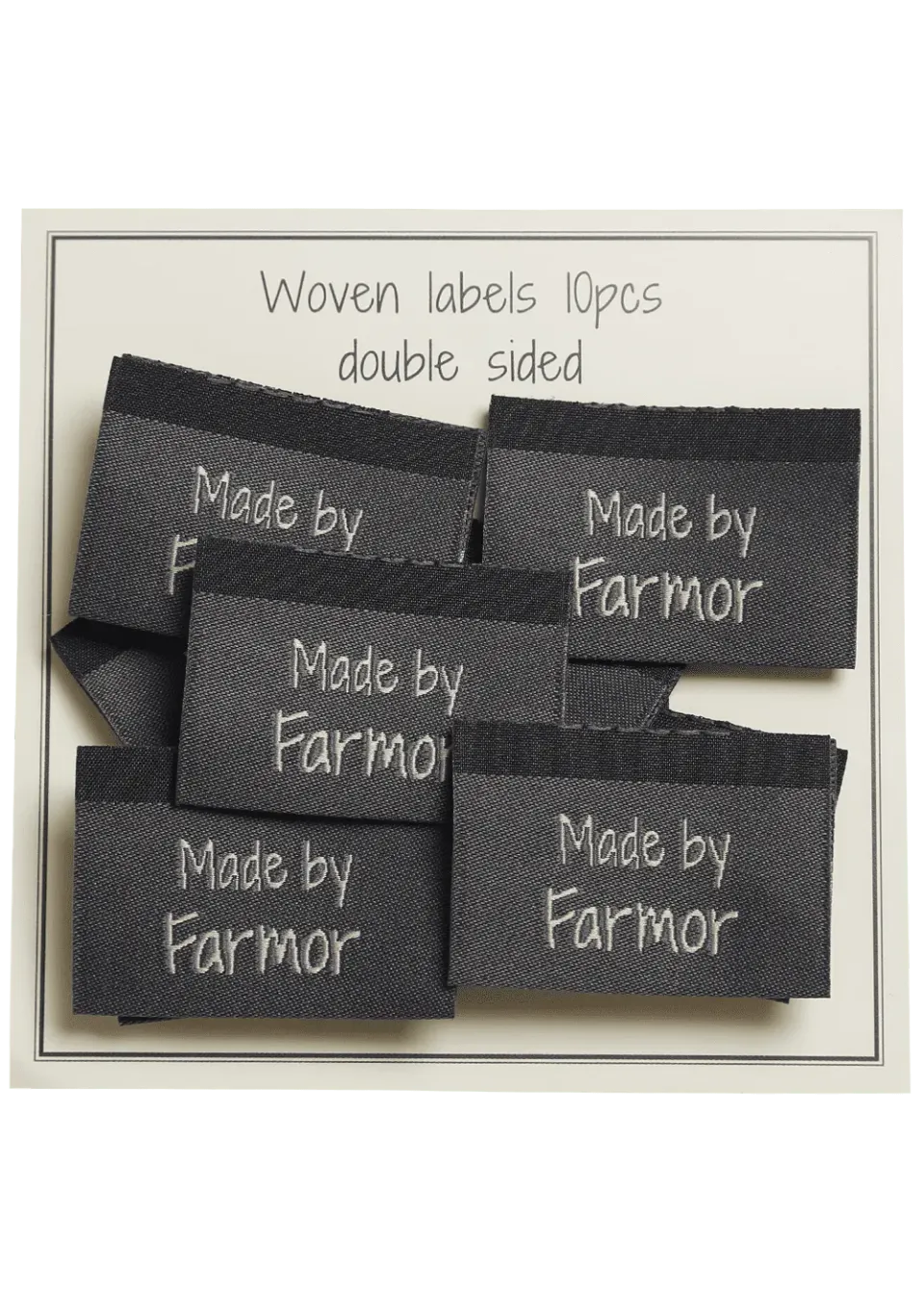 Go Handmade Made by Farmor Weblabel grau 10 Stk 35x19 mm
