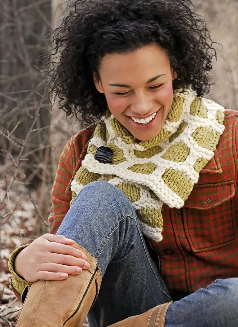 Blue Sky Fibers Bumble Up Scarf Strickanleitung Wabe