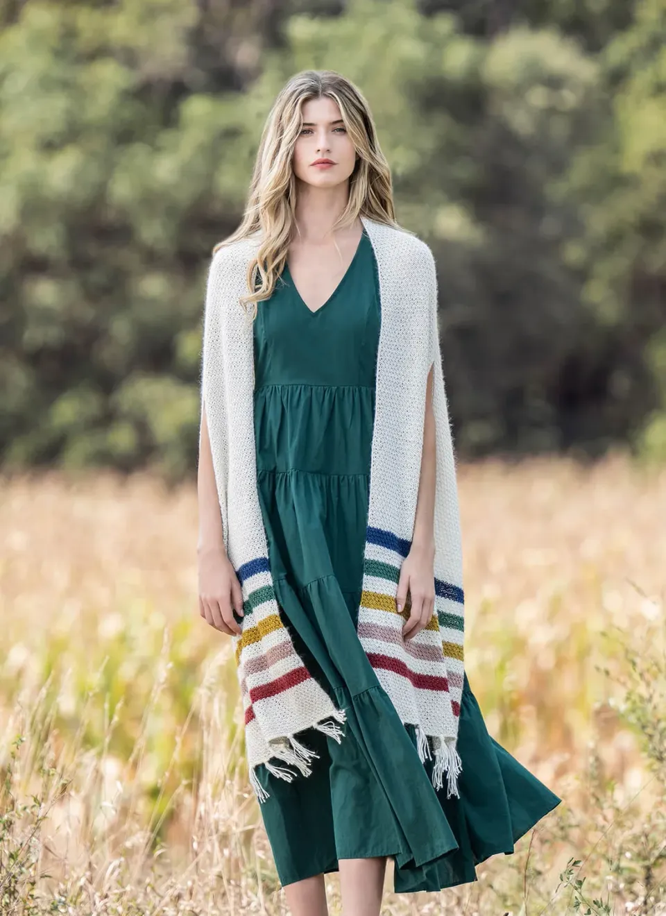 Blue Sky Fibers Classic Nantucket Wrap Strickanleitung PDF Fransen