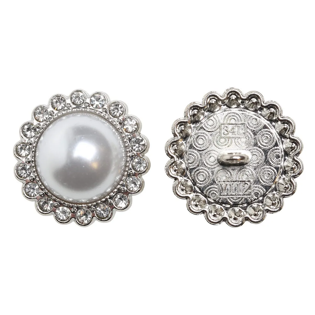 Go Handmade Diamond Pearl Knöpfe 21 mm 4 Stück silber