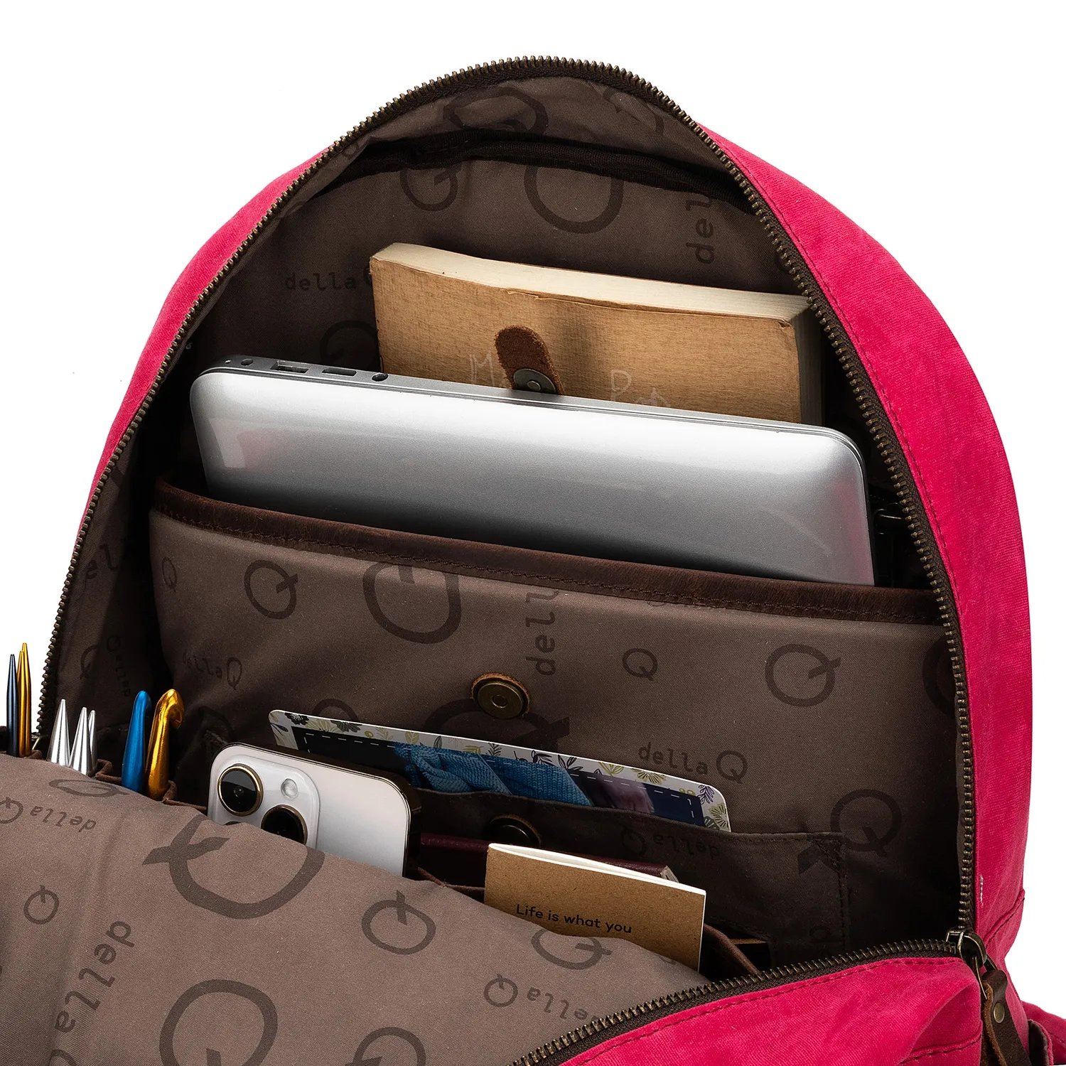 Madelinetosh Makers Canvas Rucksack Vivid Rose Wolltasche