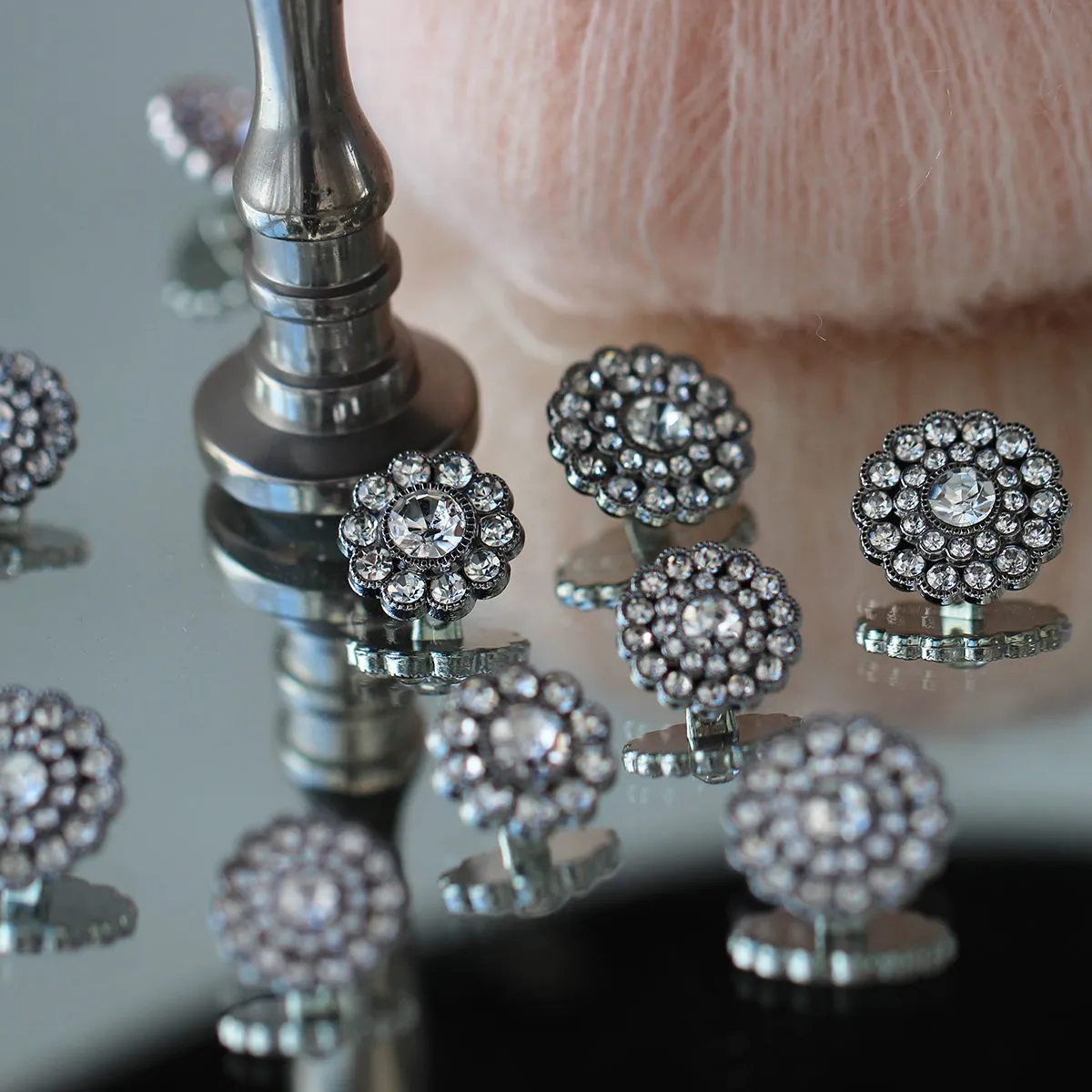 Go Handmade Diamond Knöpfe silber 17 mm 4er Set