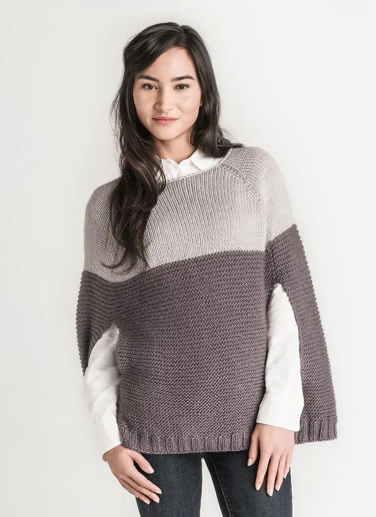 Blue Sky Fibers Classic Carver Capelet Strickanleitung Colorblock