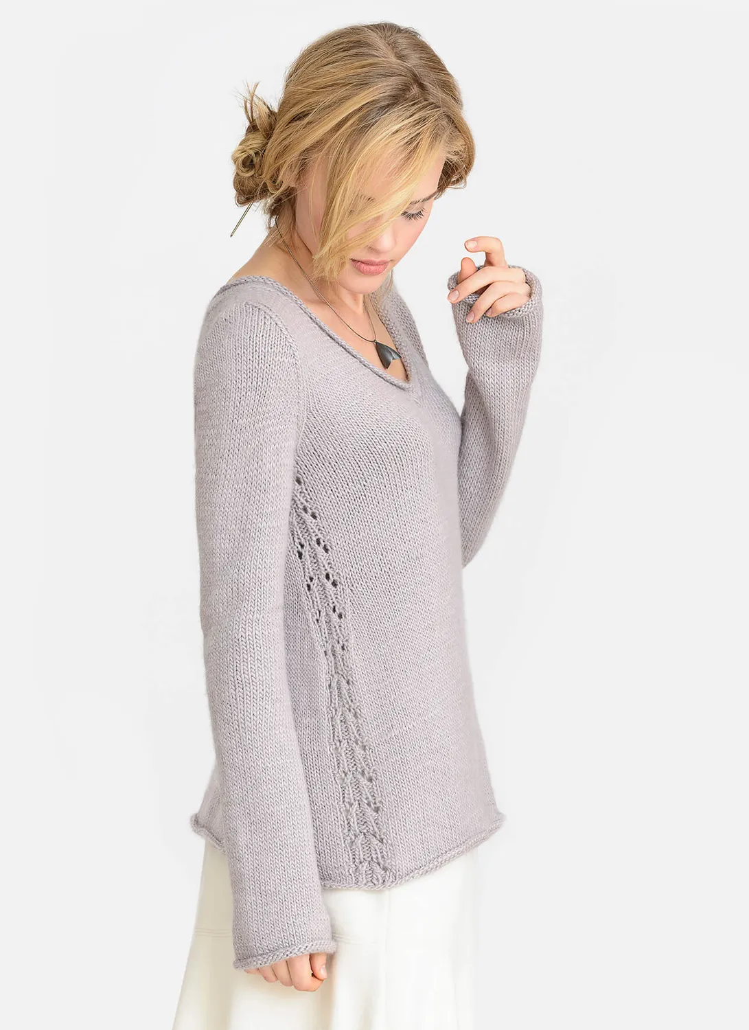 Blue Sky Fibers Classic Series Norwood Pullover Strickanleitung V-Ausschnitt
