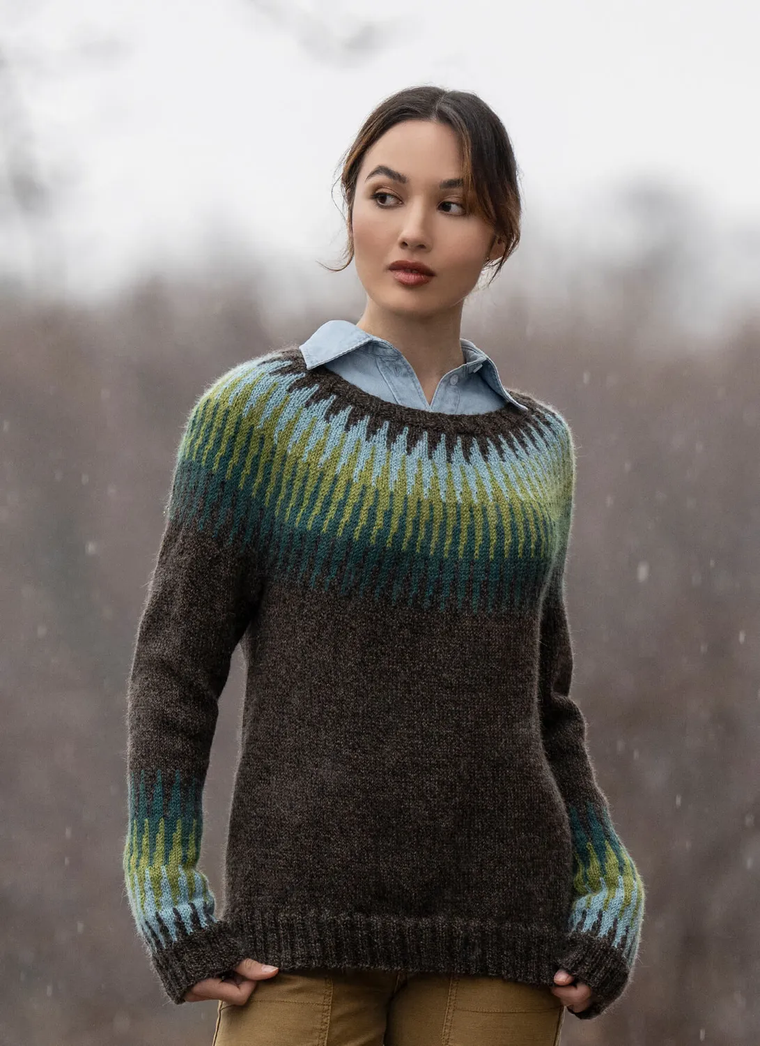 Blue Sky Fibers Lula Pullover Strickanleitung Colorwork