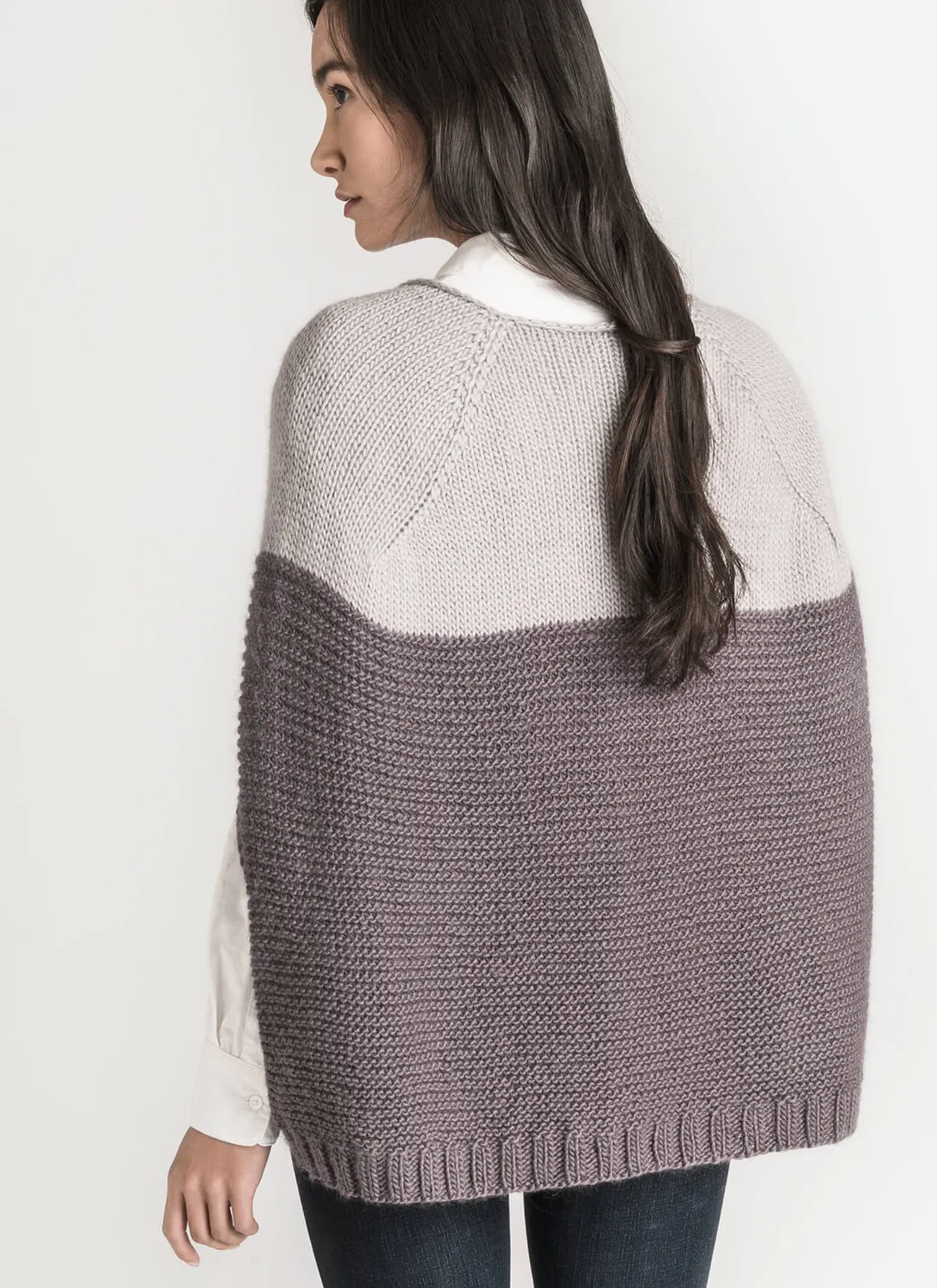 Blue Sky Fibers Classic Carver Capelet Strickanleitung Colorblock