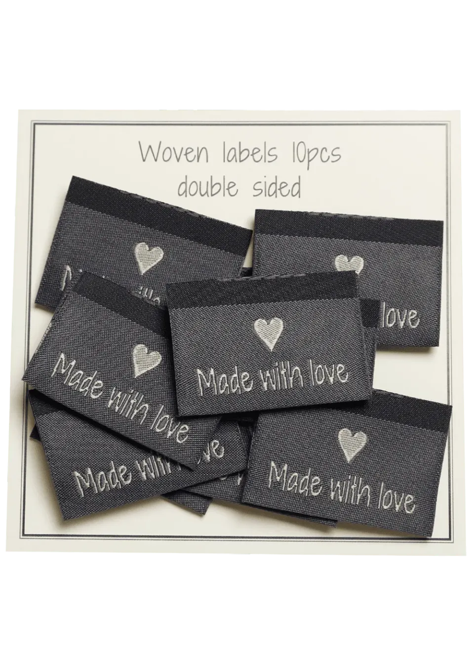 Go Handmade Made with Love Weblabel grau 35x19mm 10 Stück
