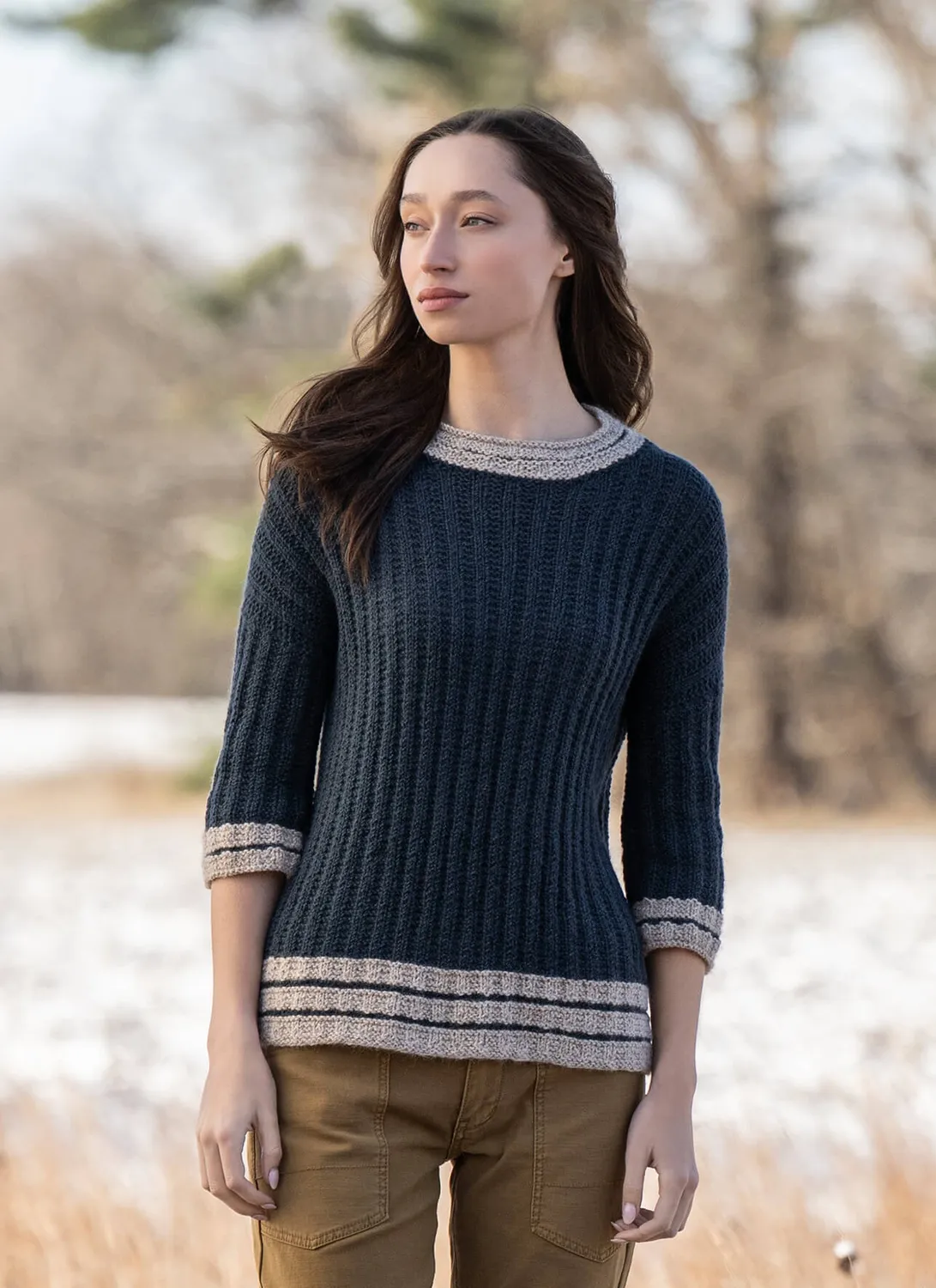 Blue Sky Fibers Scenic Sweater Strickanleitung zweifarbig Alpaka