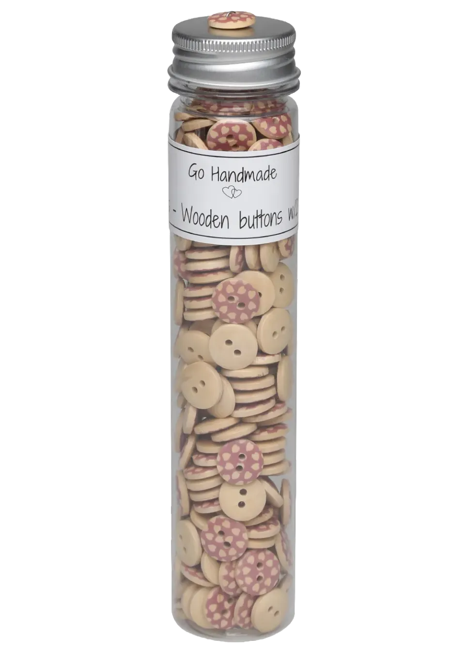 Go Handmade Holzknöpfe Pink Heart 15mm Rosa