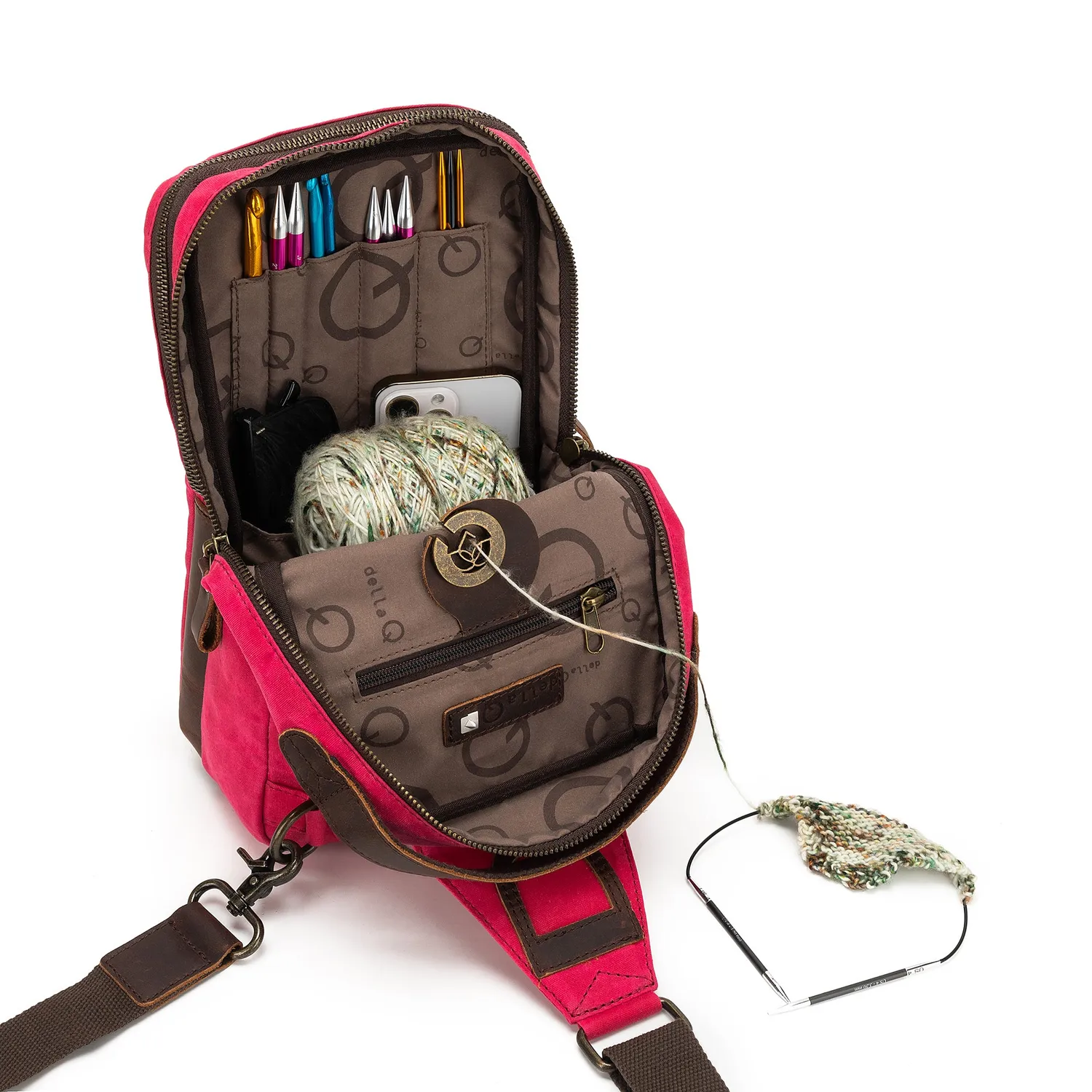 della Q Maker's Mini Messenger Projekttasche Vivid Rose wasserabweisend