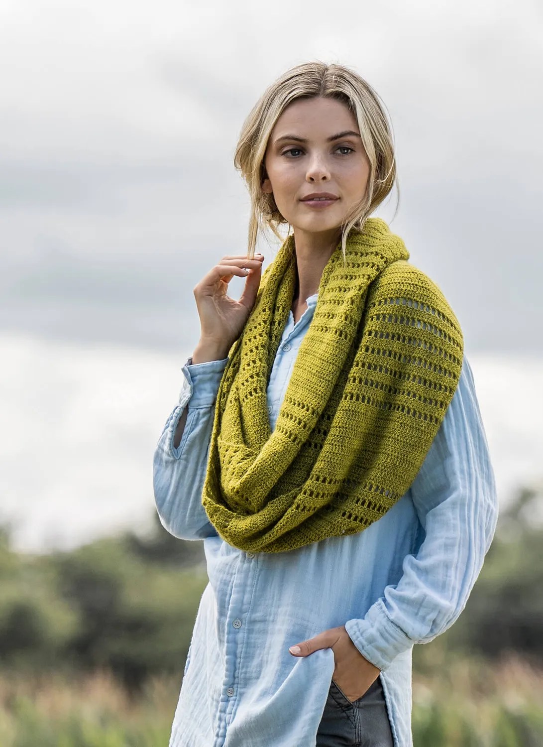 Blue Sky Fibers Classic Series Bellview Wrap Häkelanleitung Eyelet