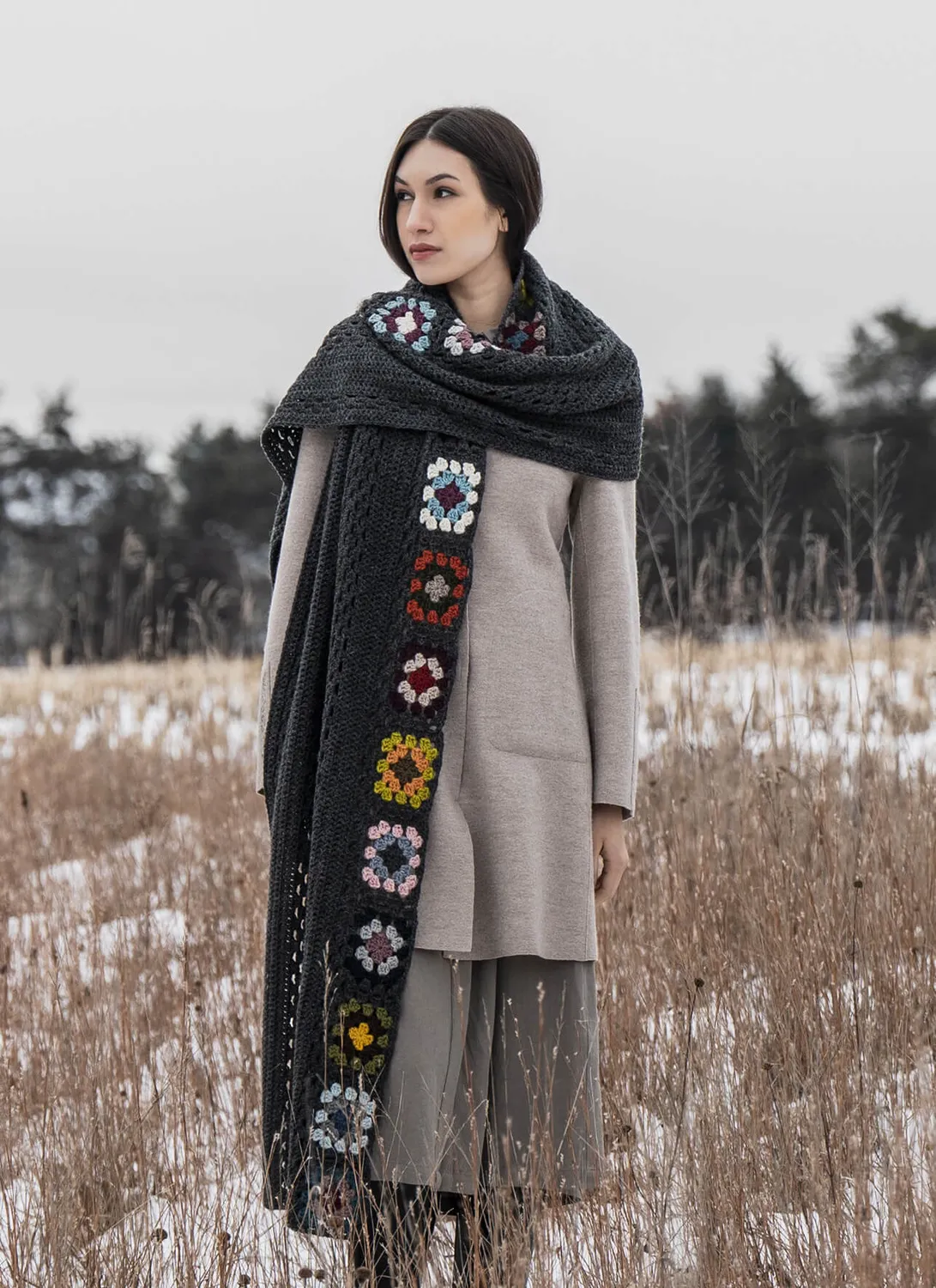 Blue Sky Fibers Brooklyn Wrap Häkelanleitung Granny