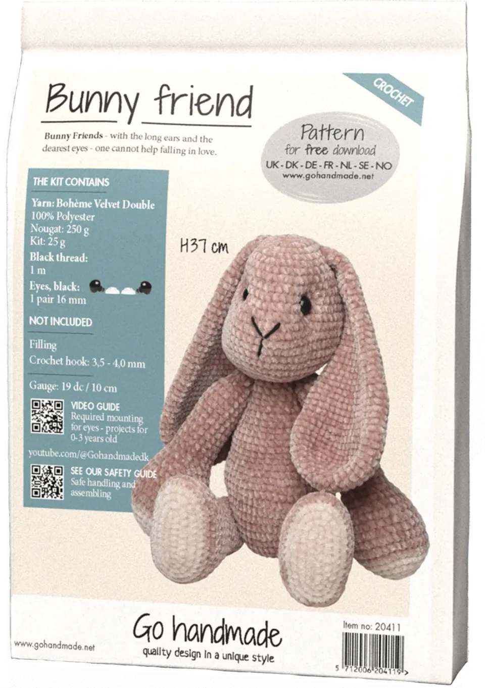 Go Handmade Bunny Friend Häkelset Hase H37cm Nougat