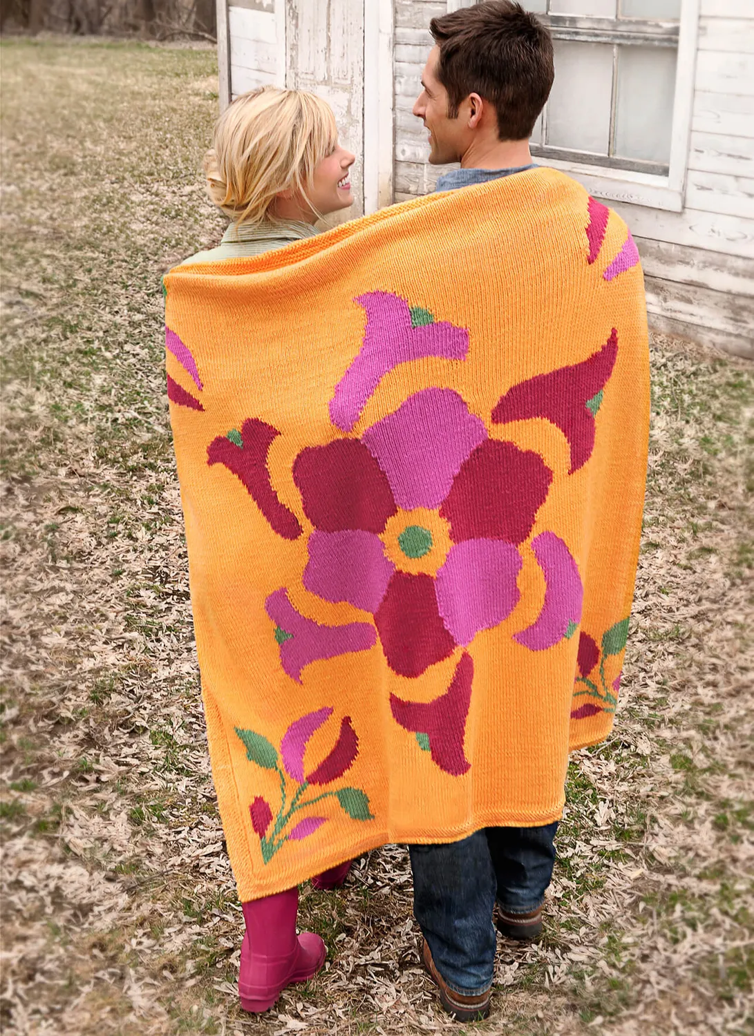 Blue Sky Fibers Classic Flower Power Throw Strickanleitung Decke