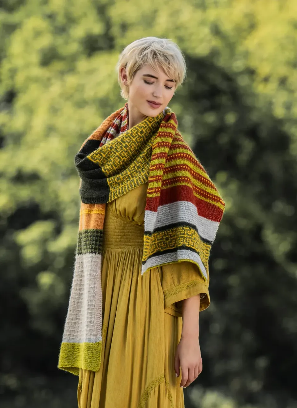 Blue Sky Fibers Classic Series North Loop Wrap Strickanleitung Mosaik