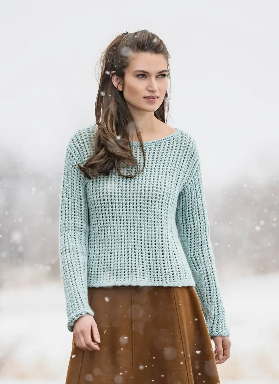 Blue Sky Fibers Classic Series Lauderdale Pullover Strickanleitung Lochmuster