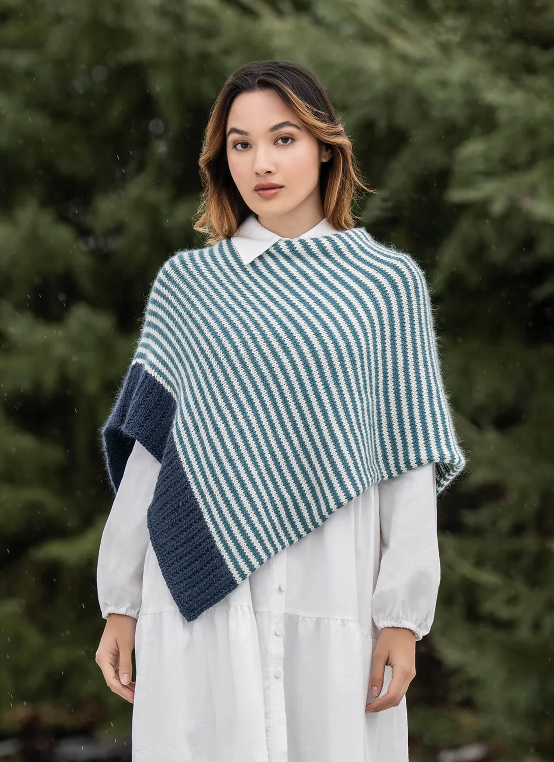 Blue Sky Fibers Bianca Wrap Strickkit Suri Merino 5 Stränge 3-farbig