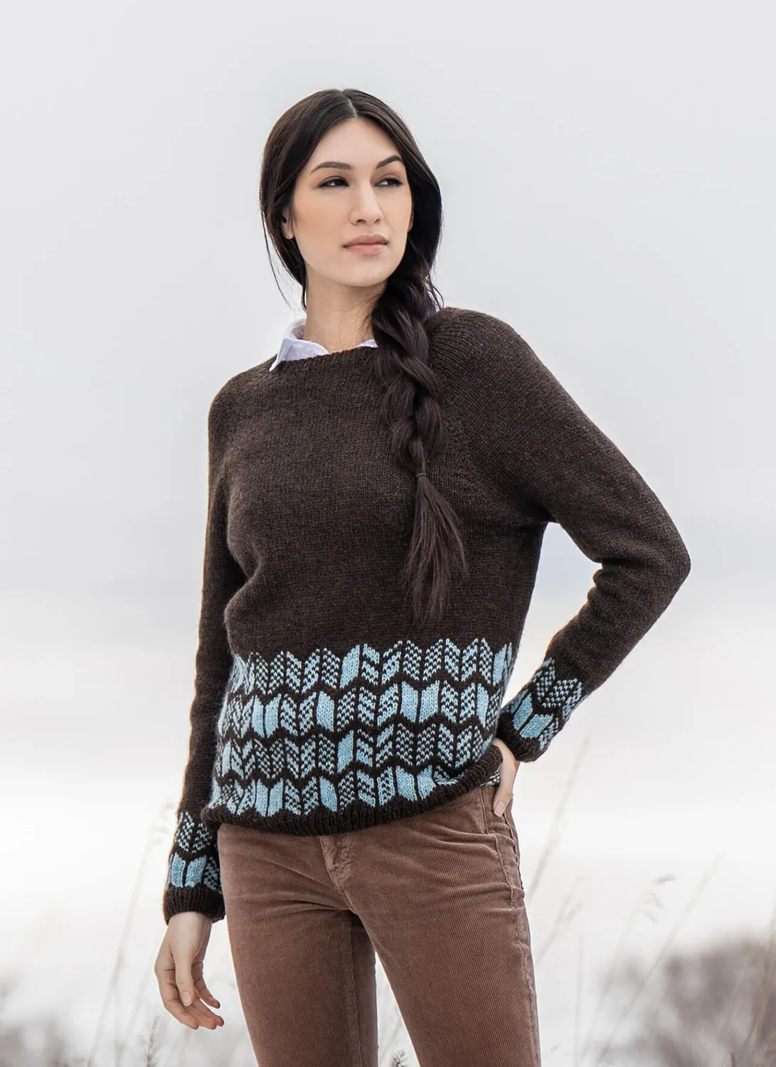 Blue Sky Fibers Classic Browns Valley 202352 Strickanleitung Pullover Zopf