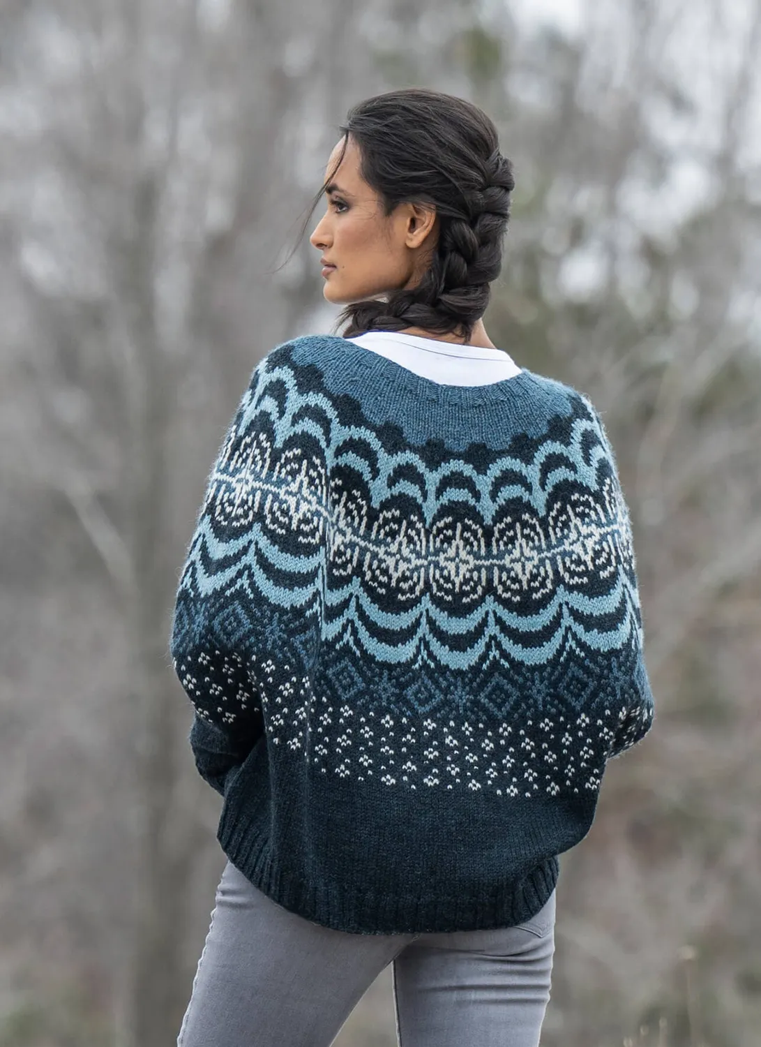 Blue Sky Fibers Supernovae Swoncho Poncho Strickanleitung