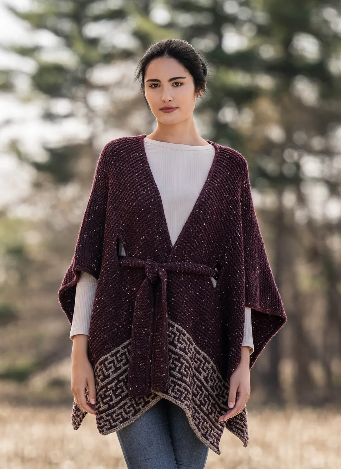Blue Sky Fibers Classic Bellingham Ruana Strickanleitung Mosaik