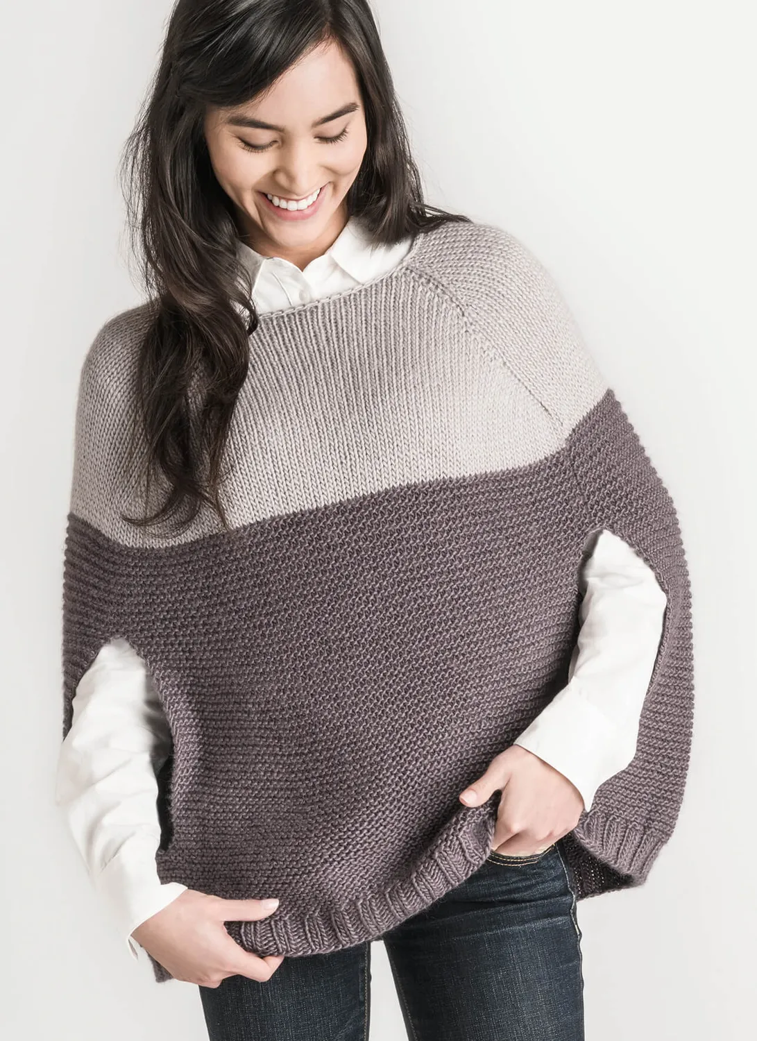 Blue Sky Fibers Classic Carver Capelet Strickanleitung Colorblock