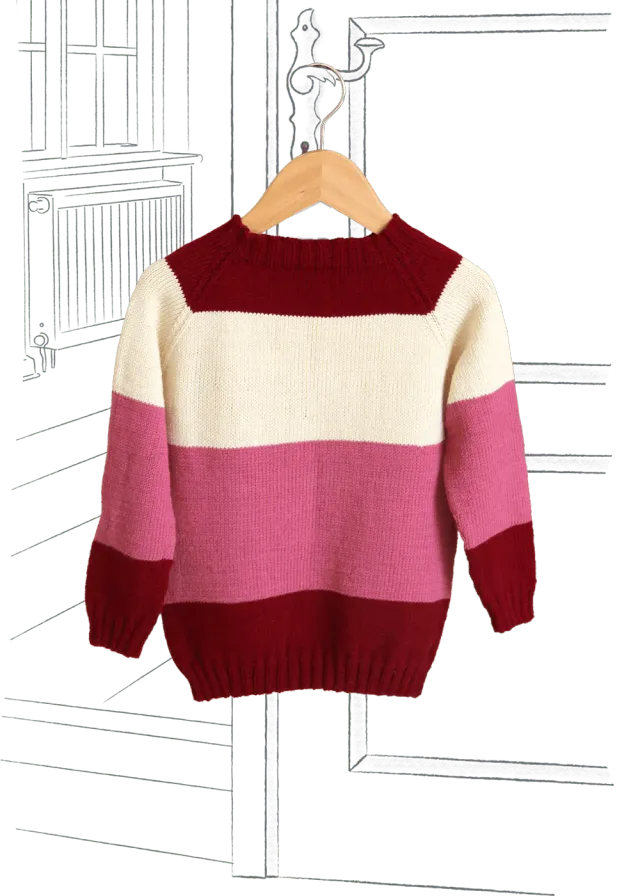 Go Handmade Stripe Raglan Strickpullover Damen XS-XL Anleitung