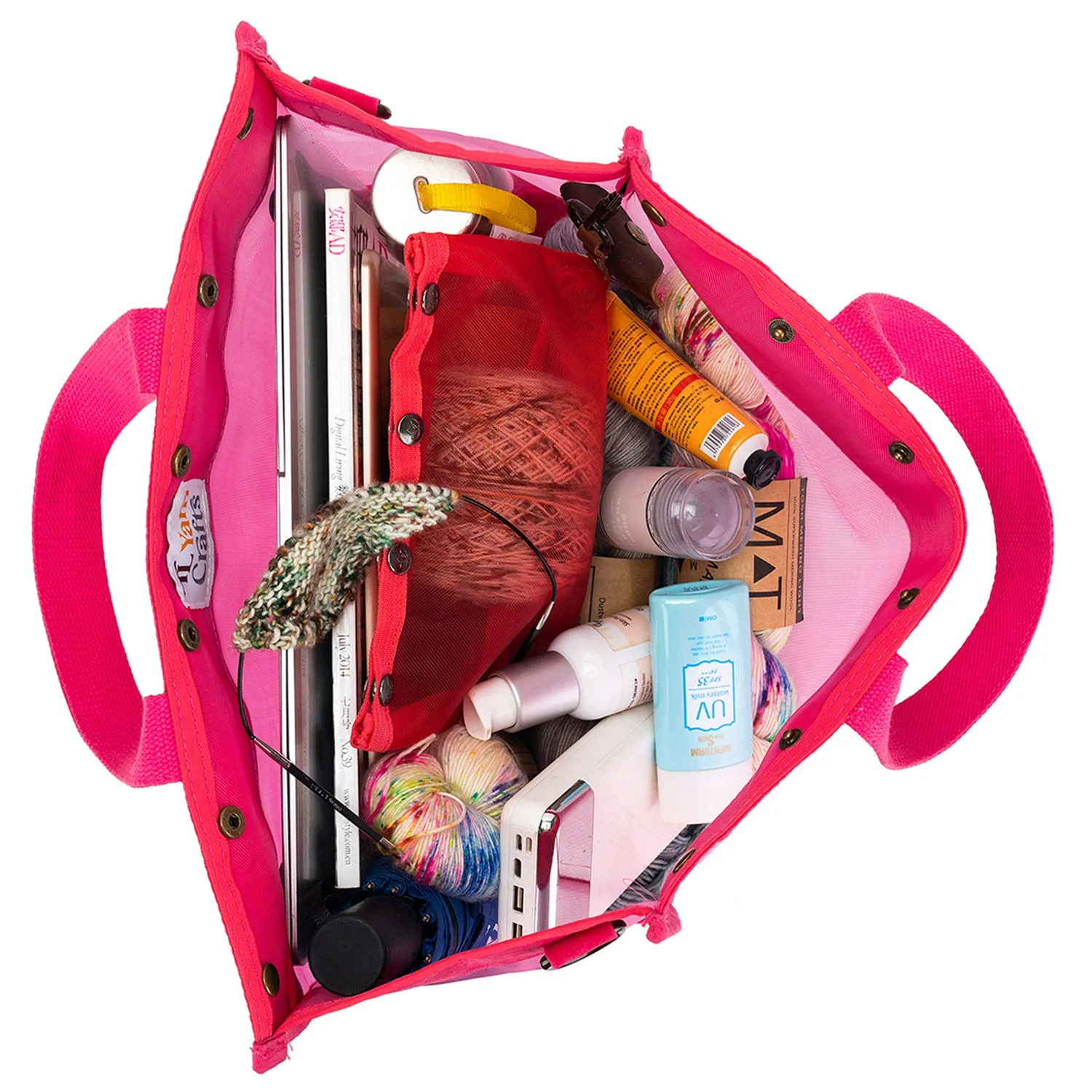 Madelinetosh Maker's Mesh Tote Vivid Rose Tasche