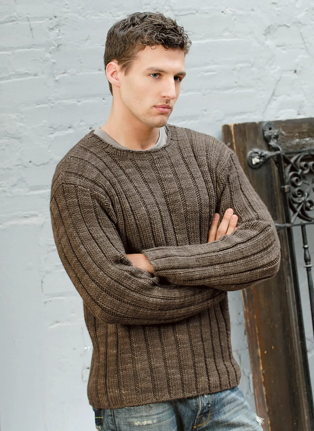 Blue Sky Fibers Classic Men's Ribbed Sweater Strickanleitung Herren