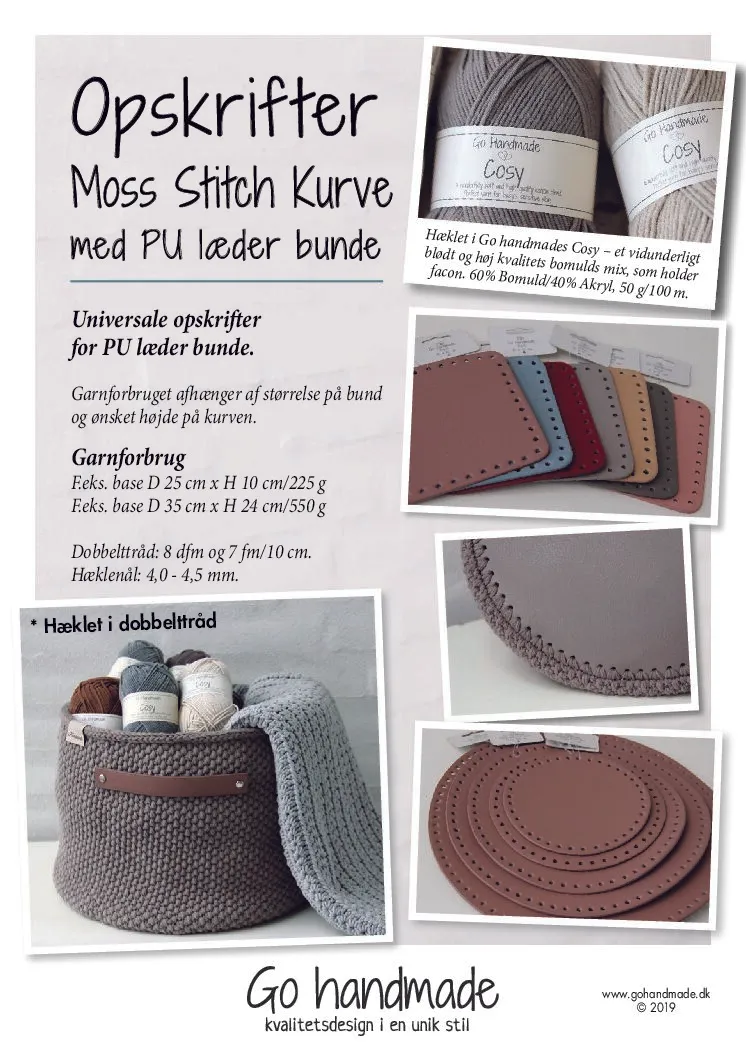 Go Handmade Moss Stitch Häkelanleitung Korb PU-Boden