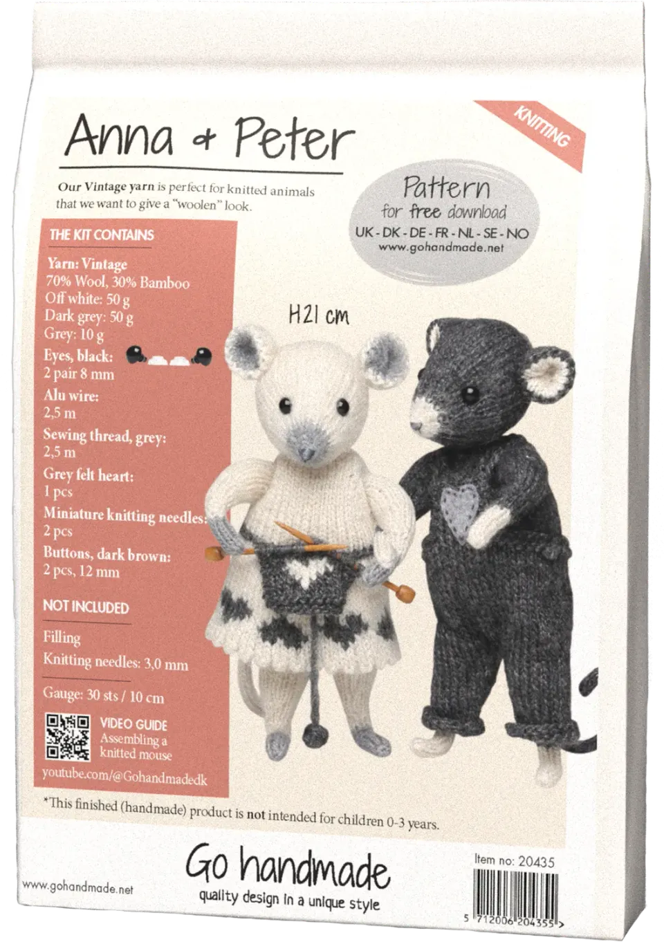 Go Handmade Anna & Peter Häkelkit 21cm Offwhite