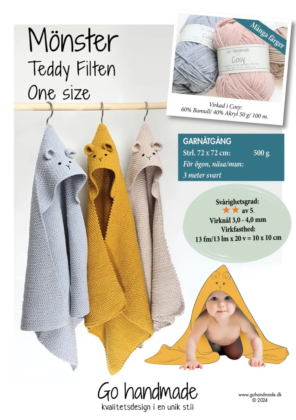 Go Handmade Teddy Tæppe Häkelanleitung Decke 72x72 cm