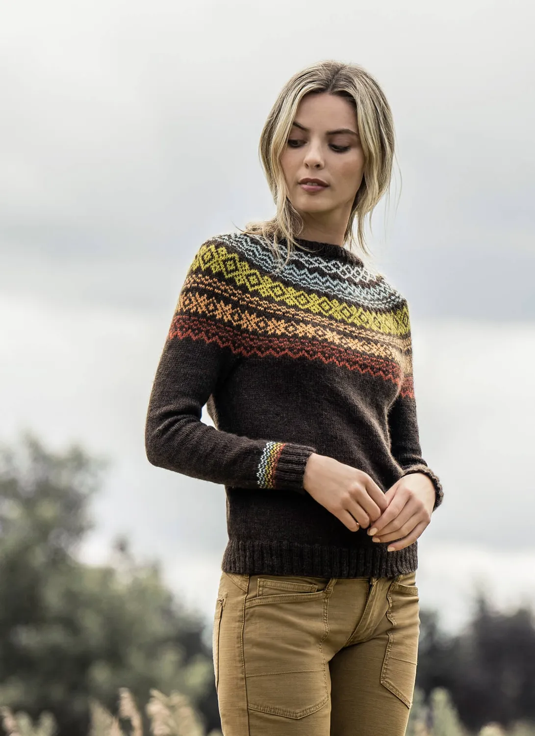 Blue Sky Fibers Classic Series Terrace Gardens Sweater Strickanleitung Top-Down