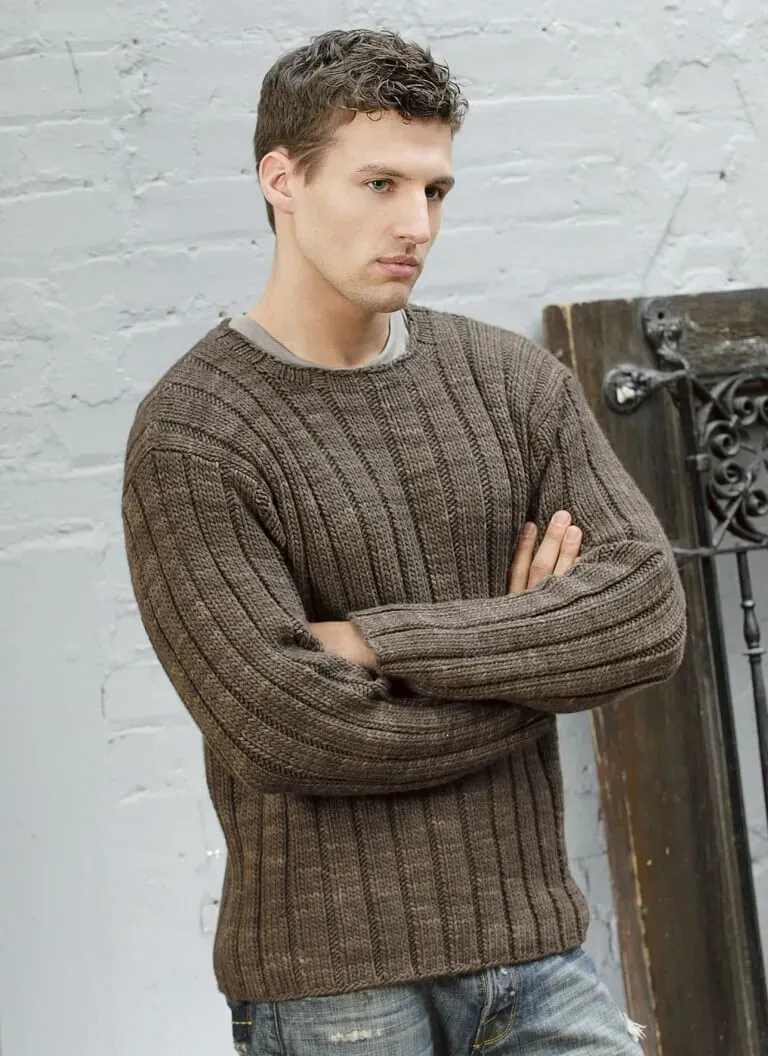 Blue Sky Fibers Classic Men's Ribbed Sweater Strickanleitung Herren